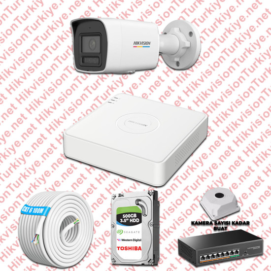 HIKVISION 1 İP KAMERALI COLORVU HİBRİT GÜVENLİK KAMERASI